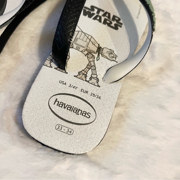 Havaianas Star Wars Flip Flop Sandals Size 3/4 Youth Kids White Darth Vader - Picture 2 of 6